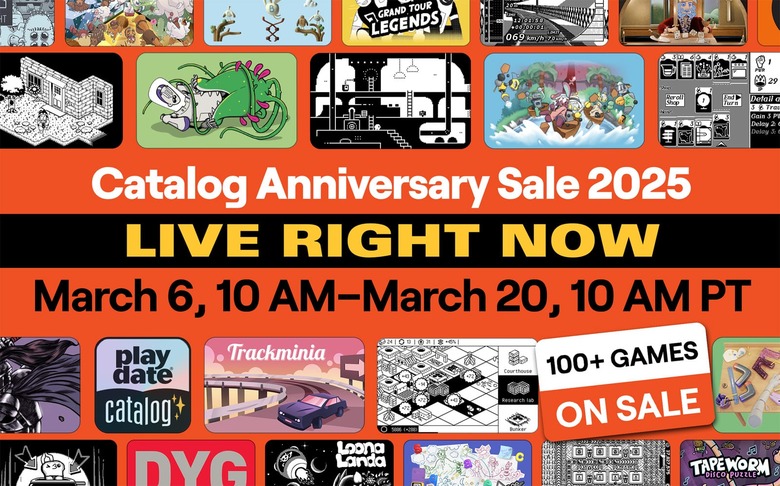 A graphic showing the Catalog Sale and some images from games.