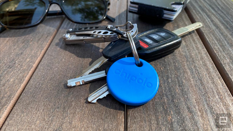 A tracker on a keychain.