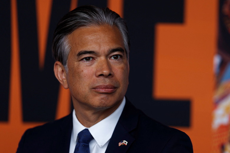 California Attorney General Rob Bonta sits, during a press conference announcing a lawsuit against oil giant Exxon Mobil over its alleged role in global plastic waste pollution at Climate Week in New York City, U.S., September 23, 2024. REUTERS/Shannon Stapleton