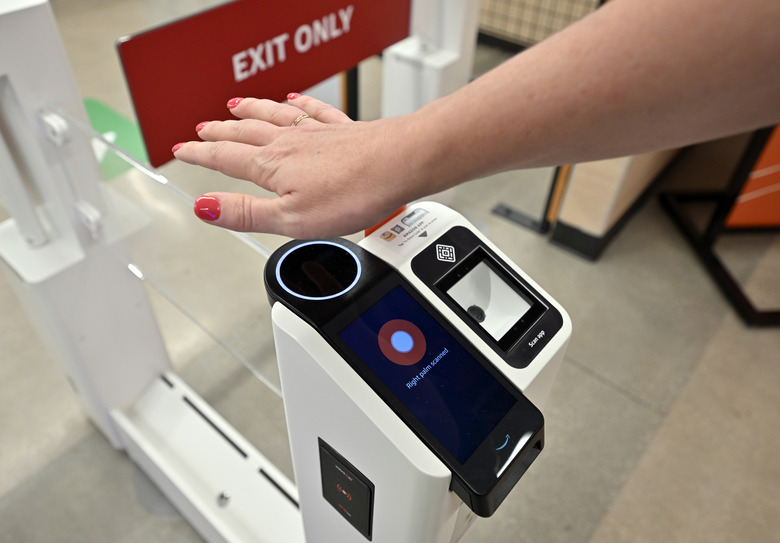 Whittier, CA - September 12: The entrance to the new Amazon Go store features a gate that opens with your Amazon account or a palm print in Whittier, CA, on Monday, September 12, 2022. The companys new 4,100-square-foot Amazon Go convenience store is the first Amazon Go location in Southern California. The stores feature Amazons Just Walk Out Technology. (Photo by Jeff Gritchen/MediaNews Group/Orange County Register via Getty Images)
