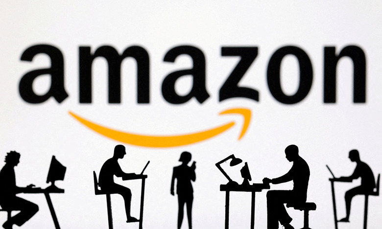 FILE PHOTO: Figurines with computers and smartphones are seen in front of Amazon logo in this illustration taken, February 19, 2024. REUTERS/Dado Ruvic/Illustration/File Photo