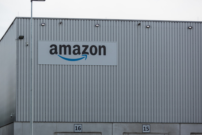 Neuwied, Germany - June 20, 2021: Amazon logo on the wall of a logistics center