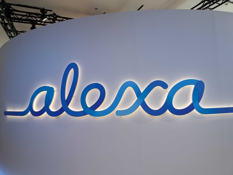 The Alexa logo on a slightly curved white wall.