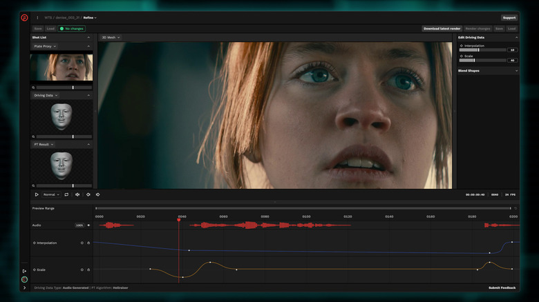 A still image of a girl within the interface of an AI program.