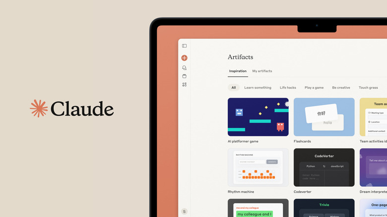 Claude's new Artifacts page shows apps created by other users. 