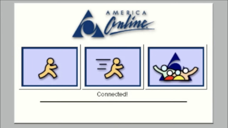 Showing the process of connecting to America Online