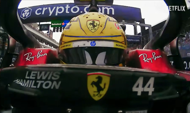 A driver in the cockpit.