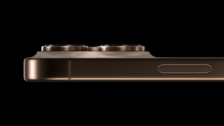 The iPhone 16 Pro pictured from the side, showing its camera bump