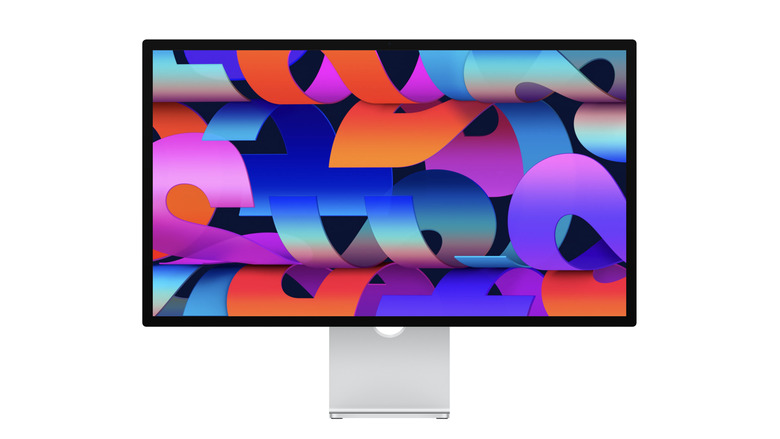 Apple's Studio Display monitor displaying a colorful background 