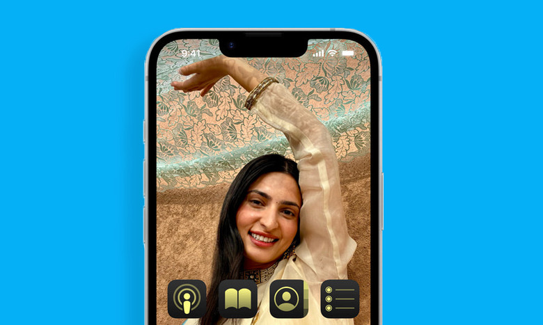 iPhone 16e against a blue background