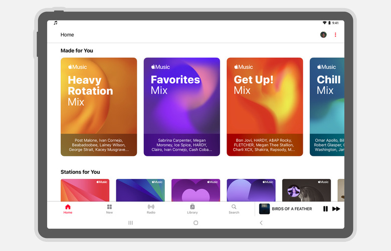 A screen showing Apple Music's interface on Android.