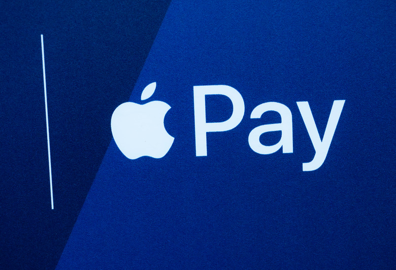 24 September 2023, Berlin: Sept. 24, 2023, Berlin. The Apple Pay logo at a bank branch. Photo: Wolfram Steinberg/dpa Photo: Wolfram Steinberg/dpa (Photo by Wolfram Steinberg/picture alliance via Getty Images)