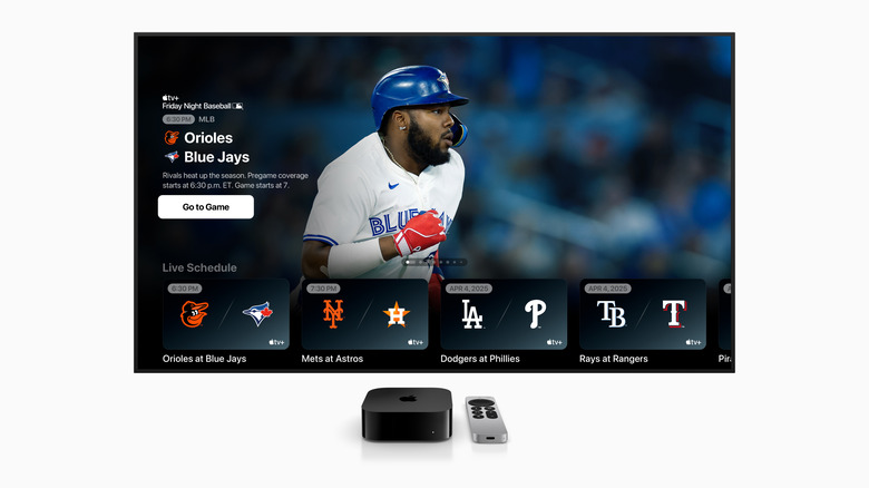 Apple's Friday Night Baseball interface on an Apple TV 4K.