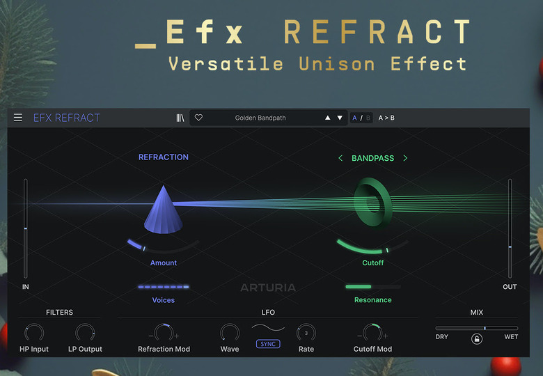 An ad showing the plugin with a blue triangle and a green circle. 