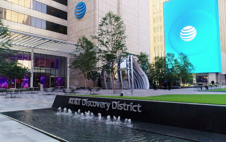 Buildings with AT&T's logo.