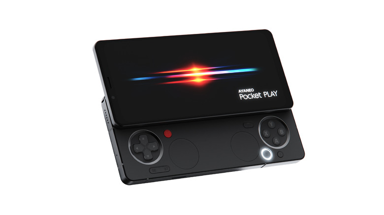 Ayaneo's first smartphone, called the Pocket Play, which features a sliding mechanism.