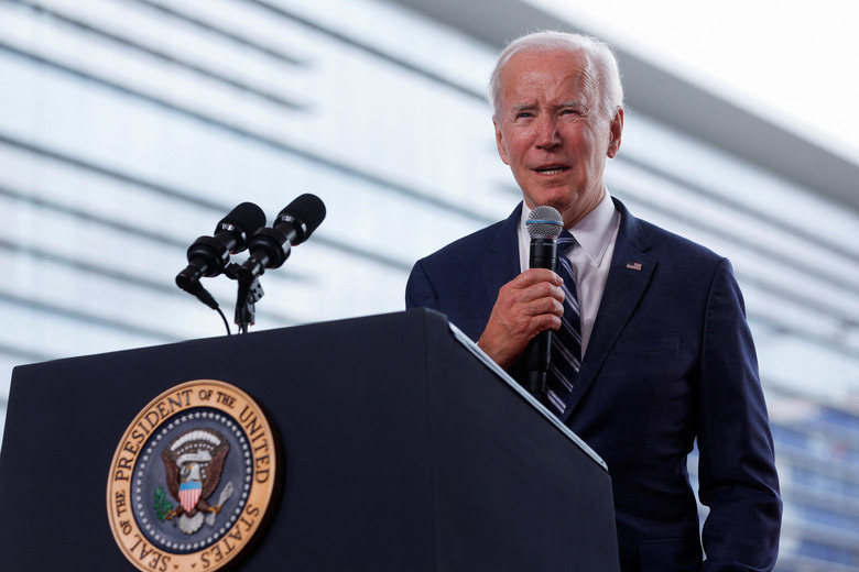 U.S. President Joe Biden delivers his remarks during a visit to TSMC AZ's first Fab (Semiconductor Fabrication Plant) in P1A (Phase 1A), in Phoenix, Arizona, U.S. December 6, 2022. REUTERS/Jonathan Ernst