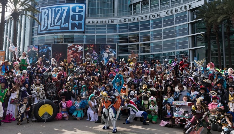 Blizzard fans in cosplay at Blizzcon at the Anaheim Convention Center.
