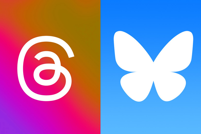 The logos for Bluesky and Threads.