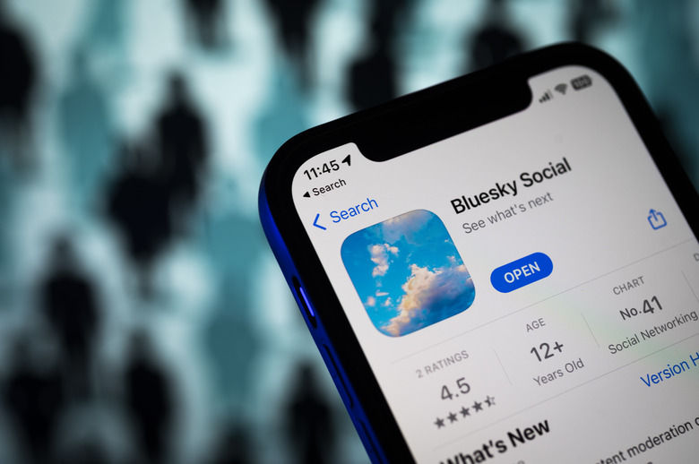 The Bluesky social media app logo is seen on a mobile device in this photo illustration in Warsaw, Poland on 21 April, 2023. Founder Jack Dorsey of twitter has released the Bluesky application on Android. (Photo by Jaap Arriens/NurPhoto via Getty Images)