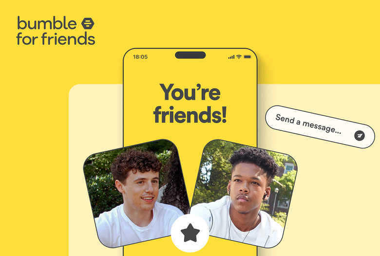 Two profile photos show up with a star in between them and a phone saying 