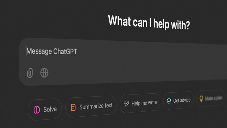 Angled view of the ChatGPT entry field.