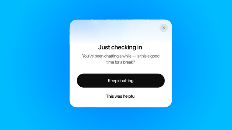 A new pop-up reminder coming to ChatGPT that reminds users to take a break.