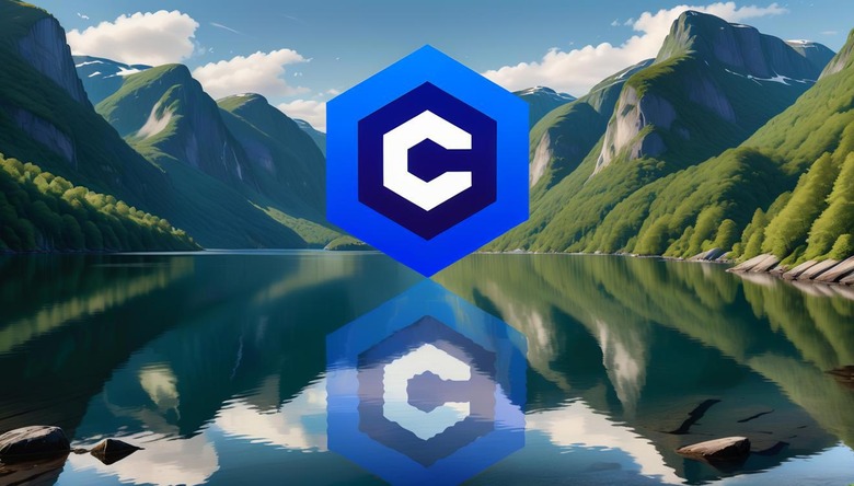 The Civitai logo over an AI-generated image of a lake in a valley