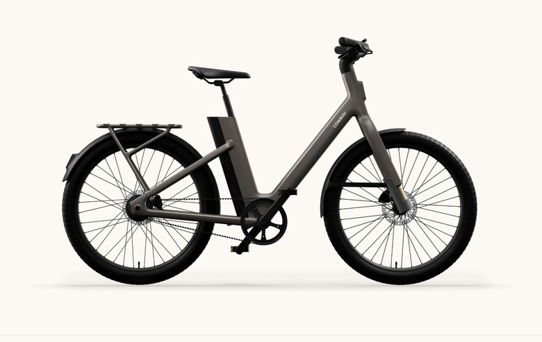 A e-bike against a beige background.