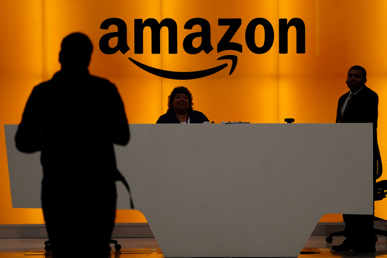 The front desk of the Amazon office is pictured in the Manhattan borough of New York, New York, U.S., May 1, 2019.   REUTERS/Carlo Allegri