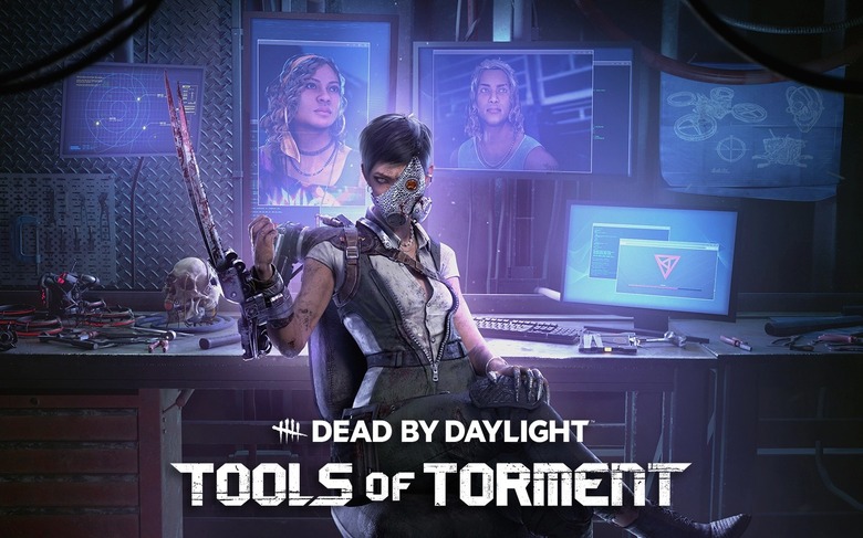 A screenshot of Dead by Daylight's new killer, the Skull Merchant. 