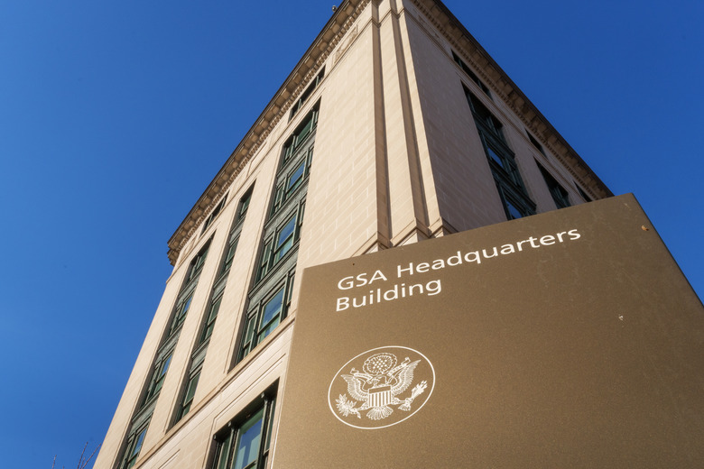 WASHINGTON, DC - JANUARY 29: A sign marks the location of the U.S. General Services Administration (GSA) headquarters building on January 29, 2025, in Washington, DC. (Photo by J. David Ake/Getty Images)