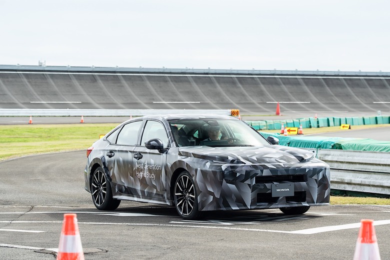One of Honda's next-gen hybrid prototypes on a test track near Tochigi, Japan