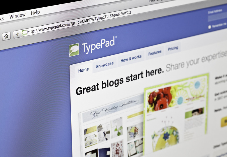 Suffolk, Virginia, USA - April 11, 2011: A horizontal shot of the home page for the blogging platform site TypePad on an Apple iMac computer screen.