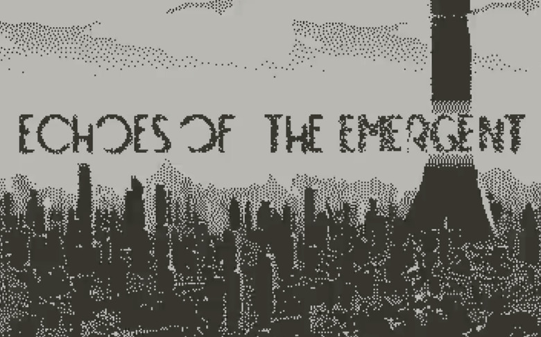 The title screen for the Playdate game Echoes of the Emergent