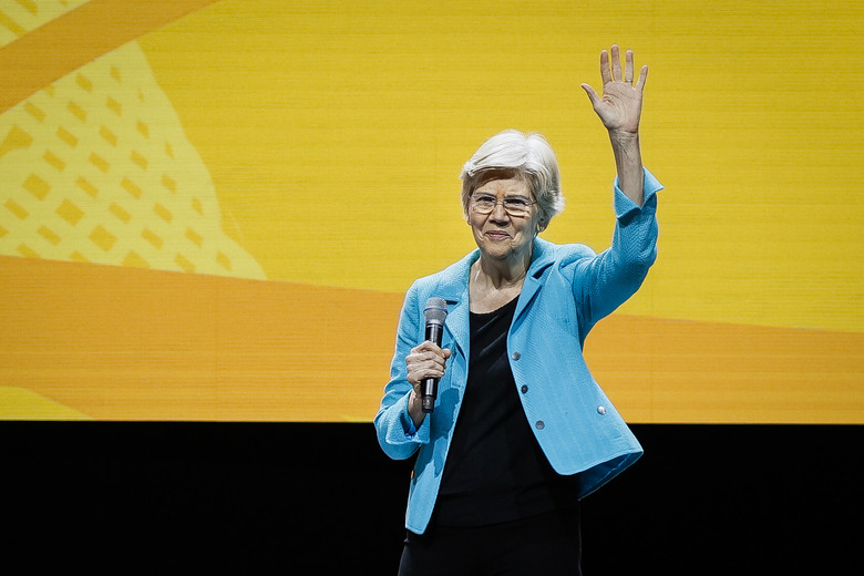 Boston, MA - July 29: US Senator Elizabeth Warren of Massachusetts speaks during the NAACP National Convention. (Photo by Erin Clark/The Boston Globe via Getty Images)