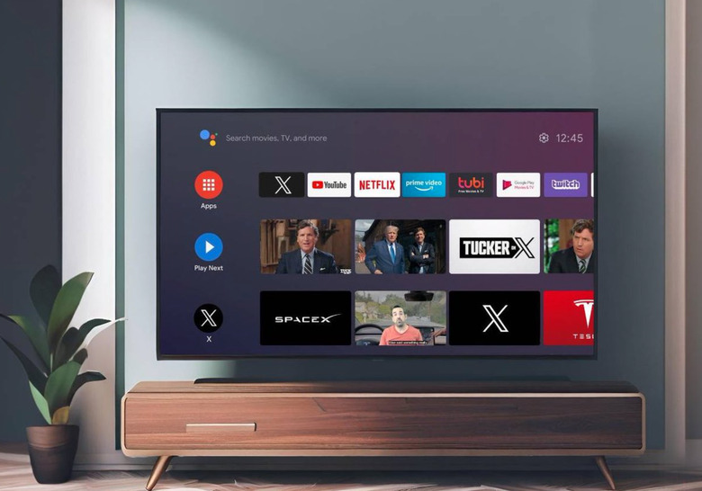 A mock up of the X TV app on a TV.