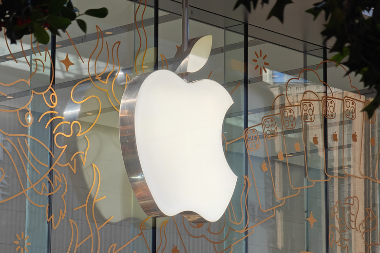 The Apple logo is being displayed at the Apple flagship store in Shanghai, China, on January 15, 2024. On the same day, Apple's official website in China is announcing that it will be opening the ''Spring Festival limited time offer'' from January 18 to 21. A number of Apple products, including the iPhone 15 series, are being discounted to save up to 800 yuan. (Photo by Costfoto/NurPhoto via Getty Images)