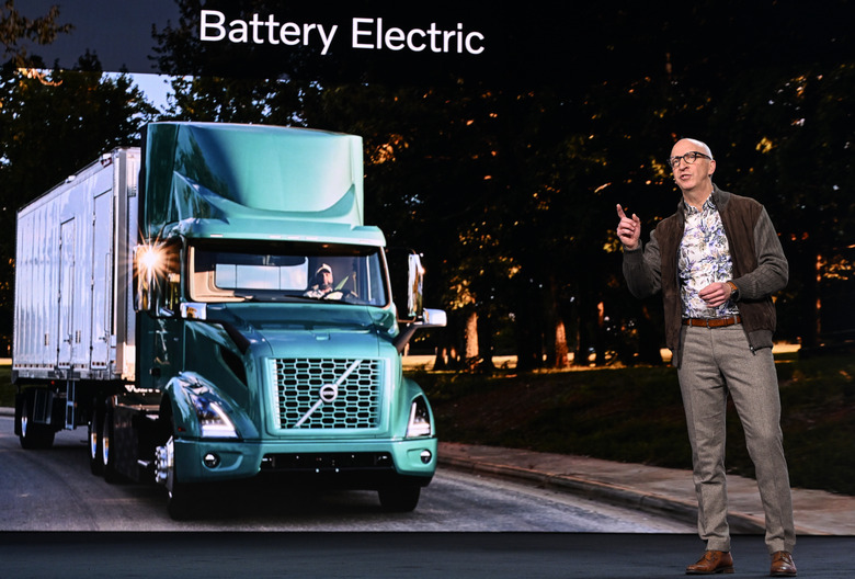 LAS VEGAS, USA - JANUARY 7:  Lars Stenqvist, the executive Vice President of Volvo Group Trucks Technology, speaks during Volvo's keynote at the 2025 Consumer Electronics Show (CES) in Las Vegas, Nevada, USA, on January 7, 2025. (Photo by Artur Widak/NurPhoto via Getty Images)