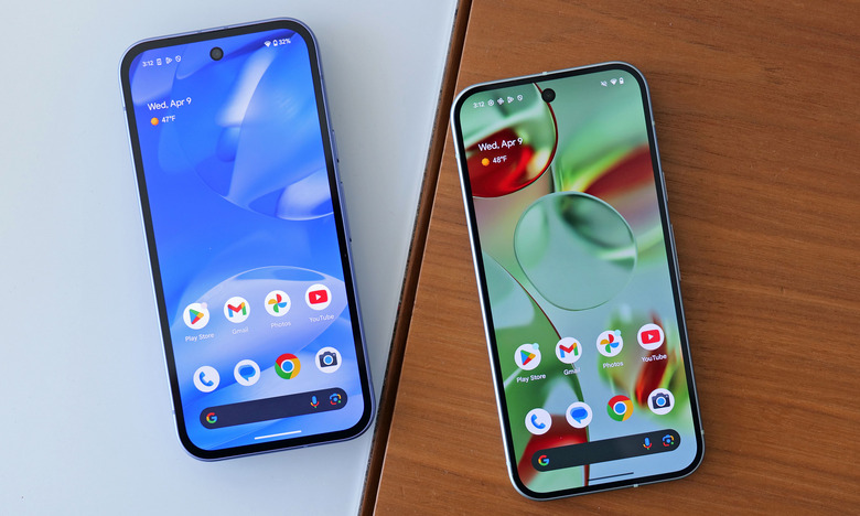 Here's how the Pixel 9a (left) compared to the standard Pixel 9 (right) in terms of size and design. 