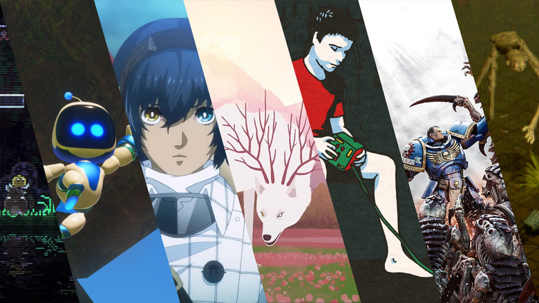 Key art from Animal Well, Astro Bot, ReFantazio, Neva, Space Marine 2 and Crow Country