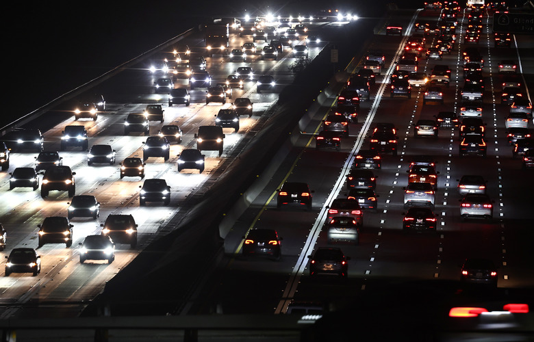 LOS ANGELES, CALIFORNIA - DECEMBER 16: Motorists drive cars and other vehicles during the late afternoon commute on December 16, 2024 in Los Angeles, California. The U.S. Supreme Court will hear an appeal over whether fuel producers have legal footing to challenge California’s nation-leading vehicle emissions standards. (Photo by Mario Tama/Getty Images)