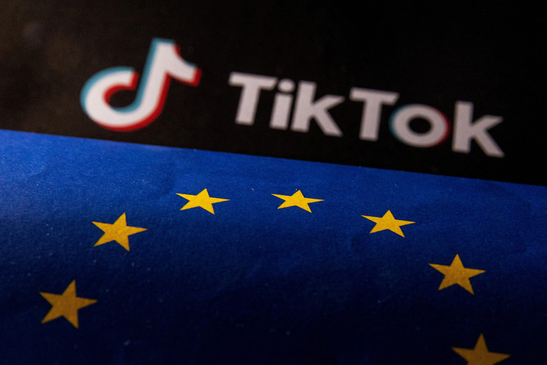 FILE PHOTO: EU flag and TikTok logo are seen in this illustration taken, June 2, 2023. REUTERS/Dado Ruvic