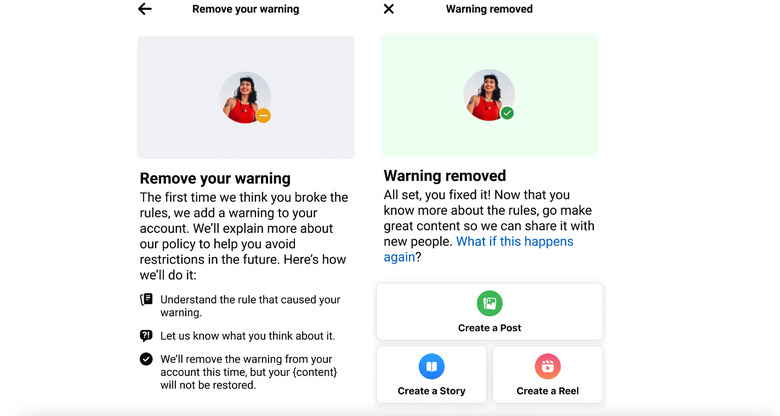Meta is allowing creators to remove account warnings for first-time offenses.