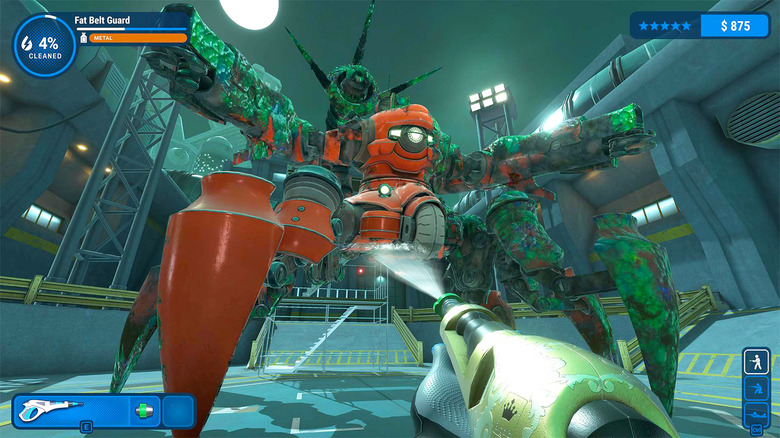 A player cleans a Scorpion Sentinel from Final Fantasy VII in this still from the 'PowerWash Simulator' video game.