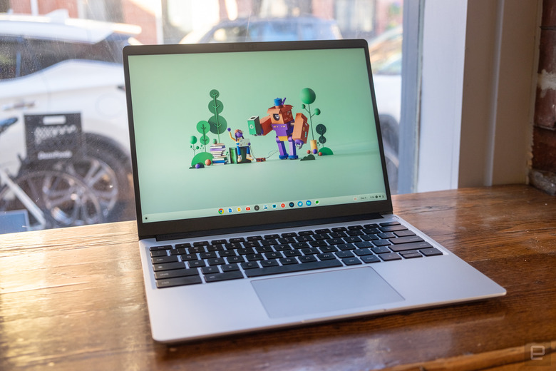 Photos of Framework's first modular and repairable Chromebook.