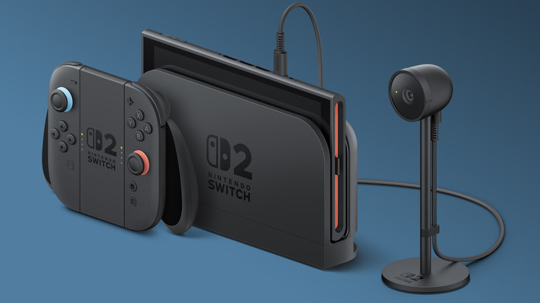 A Nintendo Switch 2 Camera sits behind a blue gradient. 