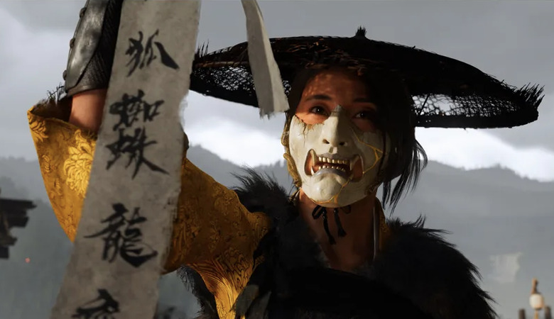 The protagonist wearing a mask. 