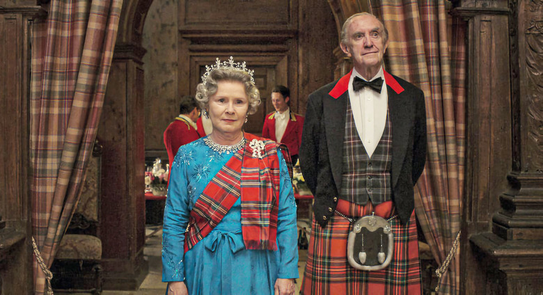 Scene from Netflix's 'The Crown' featuring Golden Globe nominees Imelda Staunton and Jonathan Pryce.