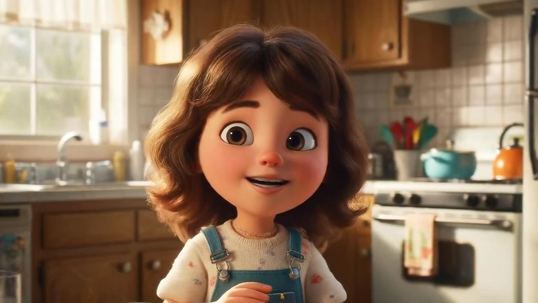 Google's Veo 2 generated a Pixar-like animation of a young girl in a kitchen. 